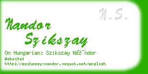 nandor szikszay business card